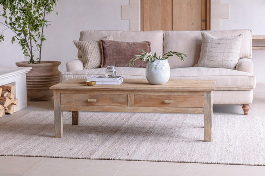 Nkuku Laali Grooved Mango Wood Coffee Table Natural