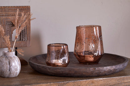 Nkuku Linora Recycled Glass Tealight Holder Terracotta