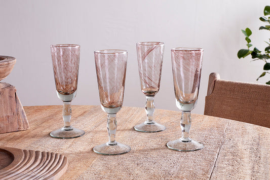 Nkuku Llanera Champagne Glass Plum (Set Of 4)
