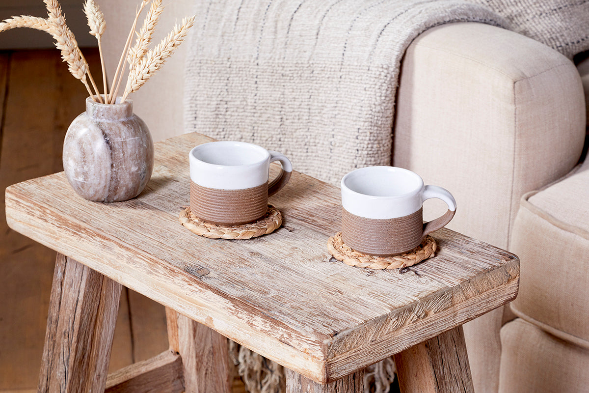 Nkuku Mali Ribbed Espresso Mug White (Set Of 2)