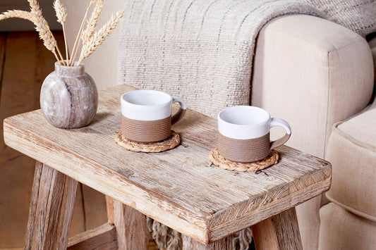Nkuku Mali Ribbed Espresso Mug White (Set Of 2)