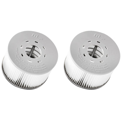 Two cylindrical spa filter cartridges with white pleated sides and gray plastic tops featuring small ventilation holes and. - Home Interior Shop - MSpa Oslo & Tribeca LF90 Replacement Filter Cartridges (Set of 2) - Multi-Buy Discount