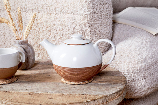 Nkuku Mali Ribbed Teapot White