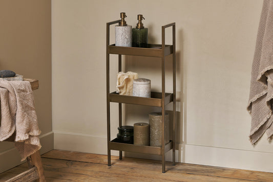 Nkuku Mahi Bathroom Storage Caddy Antique Brass