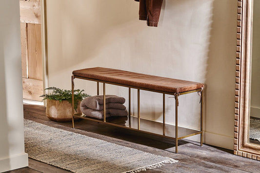 Nkuku Mahi Iron & Leather Bench