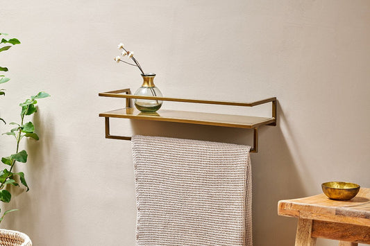 Nkuku Mahi Wall Shelf With Towel Rail