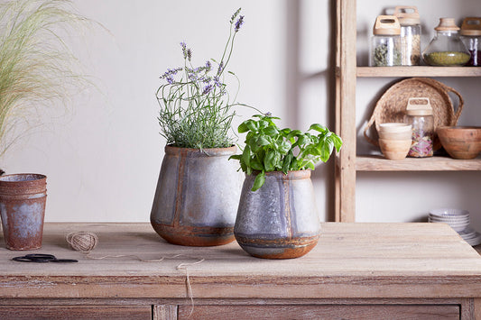 Nkuku Mamba Outdoor Planter Aged Zinc
