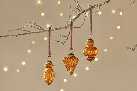 Nkuku Manipur Baubles Amber (Set Of 3)