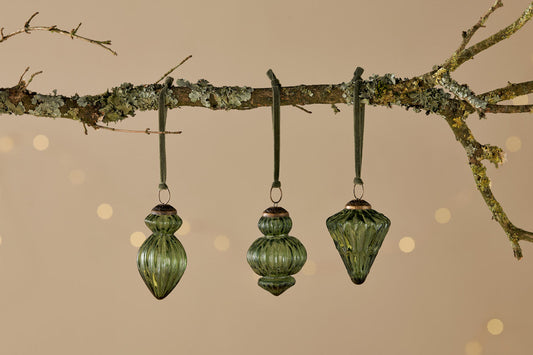 Nkuku Manipur Baubles Green (Set Of 3)