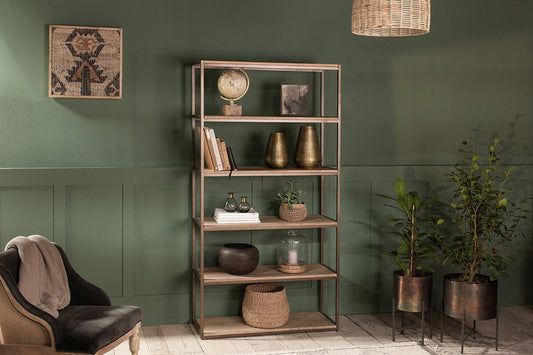 Nkuku Marjori Mango Wood And Iron Standing Shelves Wide