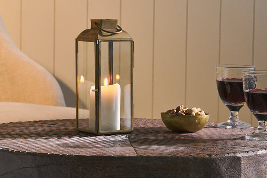 Nkuku Maro Brass Lantern Tall