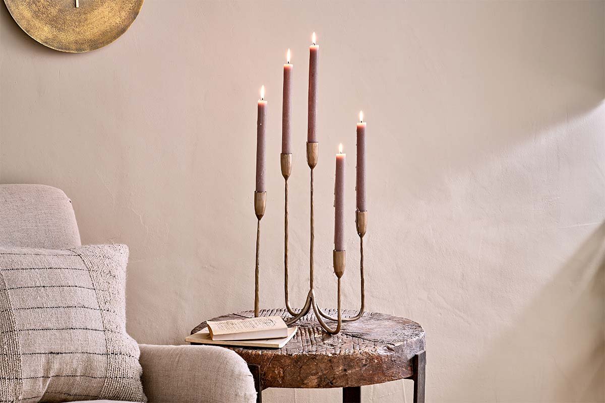 Nkuku Mbata Cluster Candelabra Antique Brass
