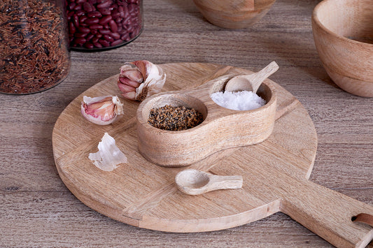 Nkuku Milaku Mango Wood Salt & Pepper Server Natural