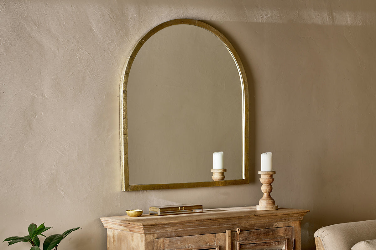 Nkuku Murwara Arch Mirror Antique Brass