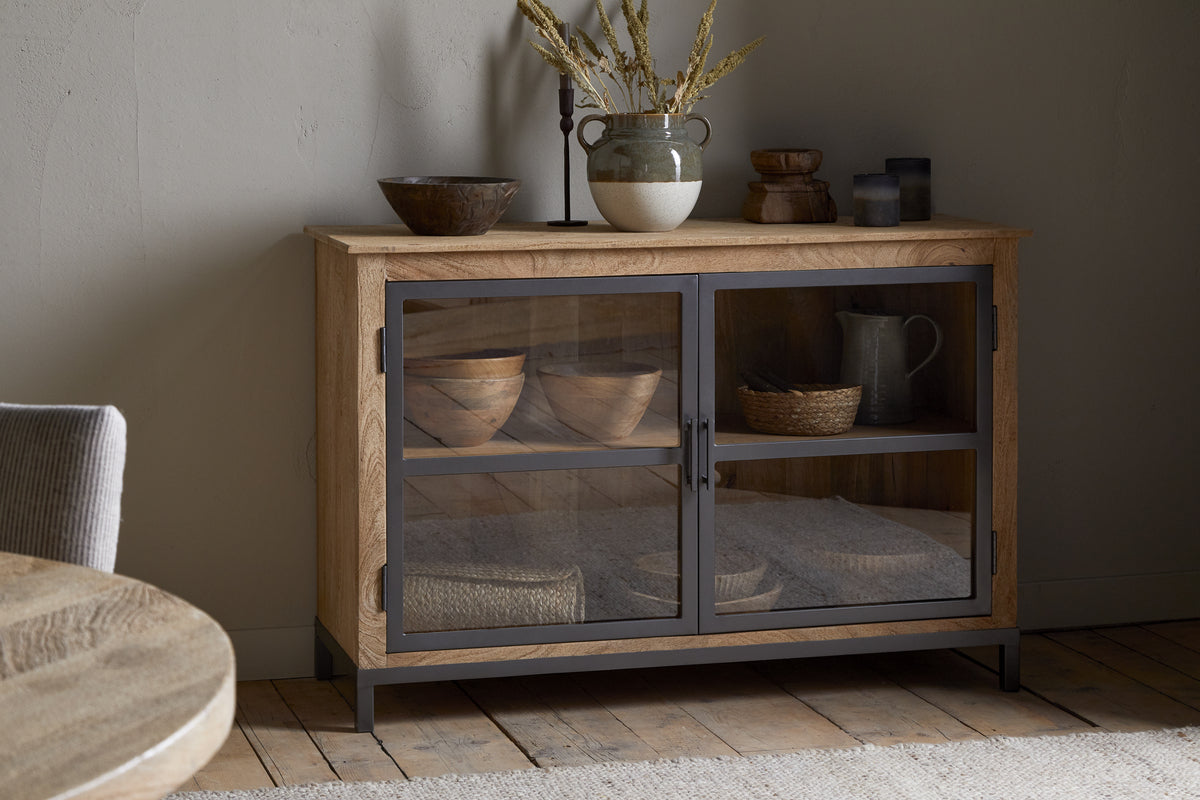 Nkuku Nirvi Mango Wood & Iron Sideboard Black