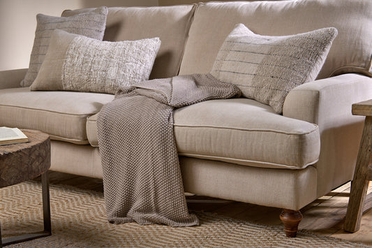 Nkuku Nahan Moss Stitch Cotton Throw Stone