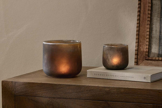 Nkuku Nesda Tealight Holder Frosted Black