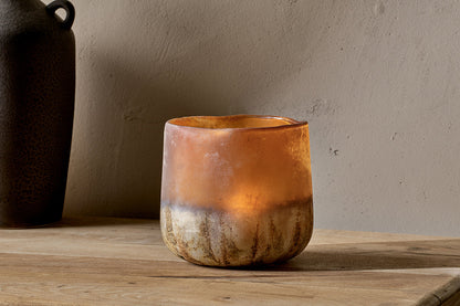 Nkuku Ngolo Tealight Holder Antiqued Amber