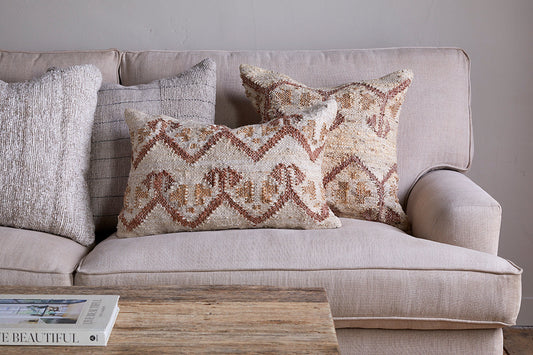 Nkuku Nuvali Cotton & Jute Cushion Cover Rust