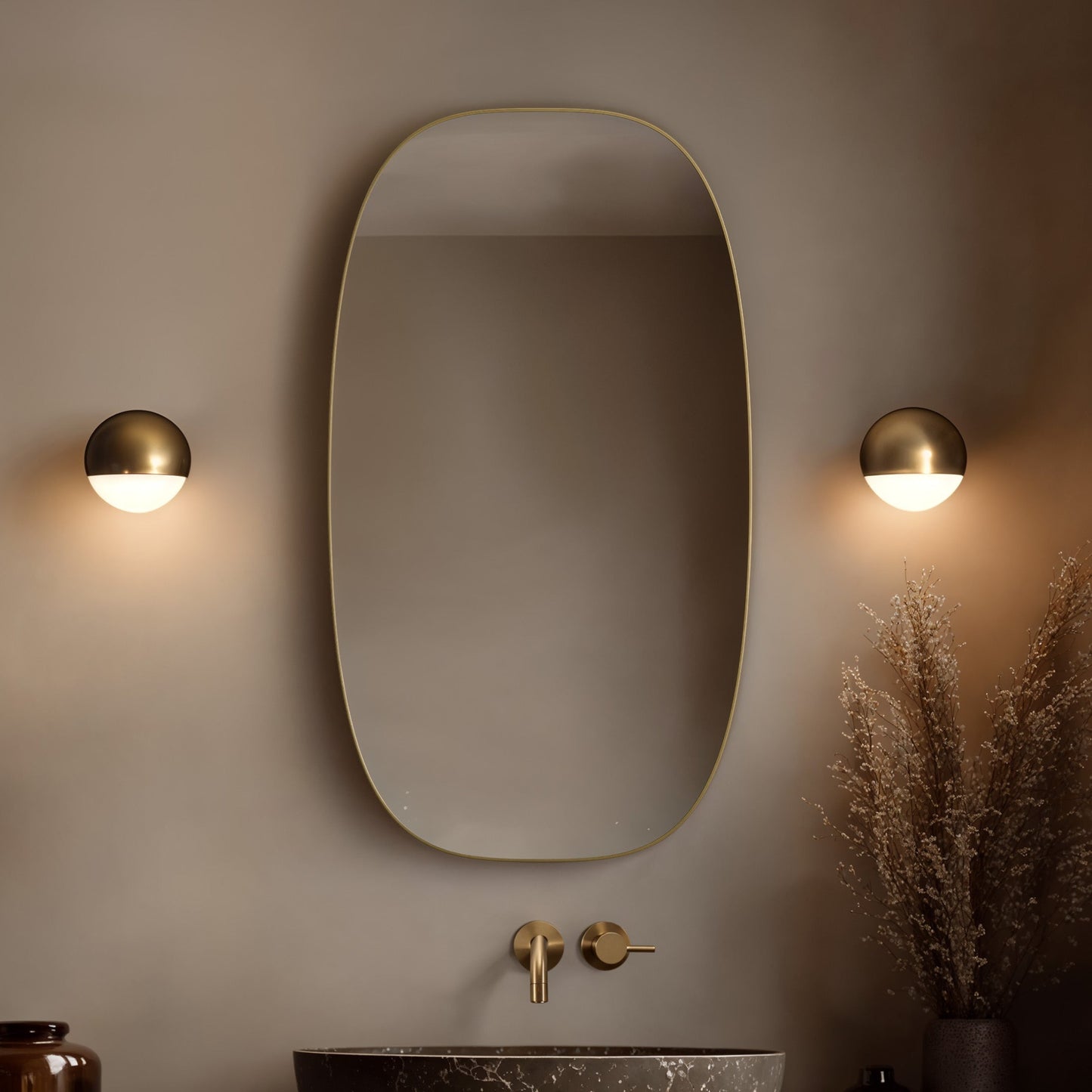 Origins Living Oslo Barrel Mirror 45 X 80cm Brushed Brass