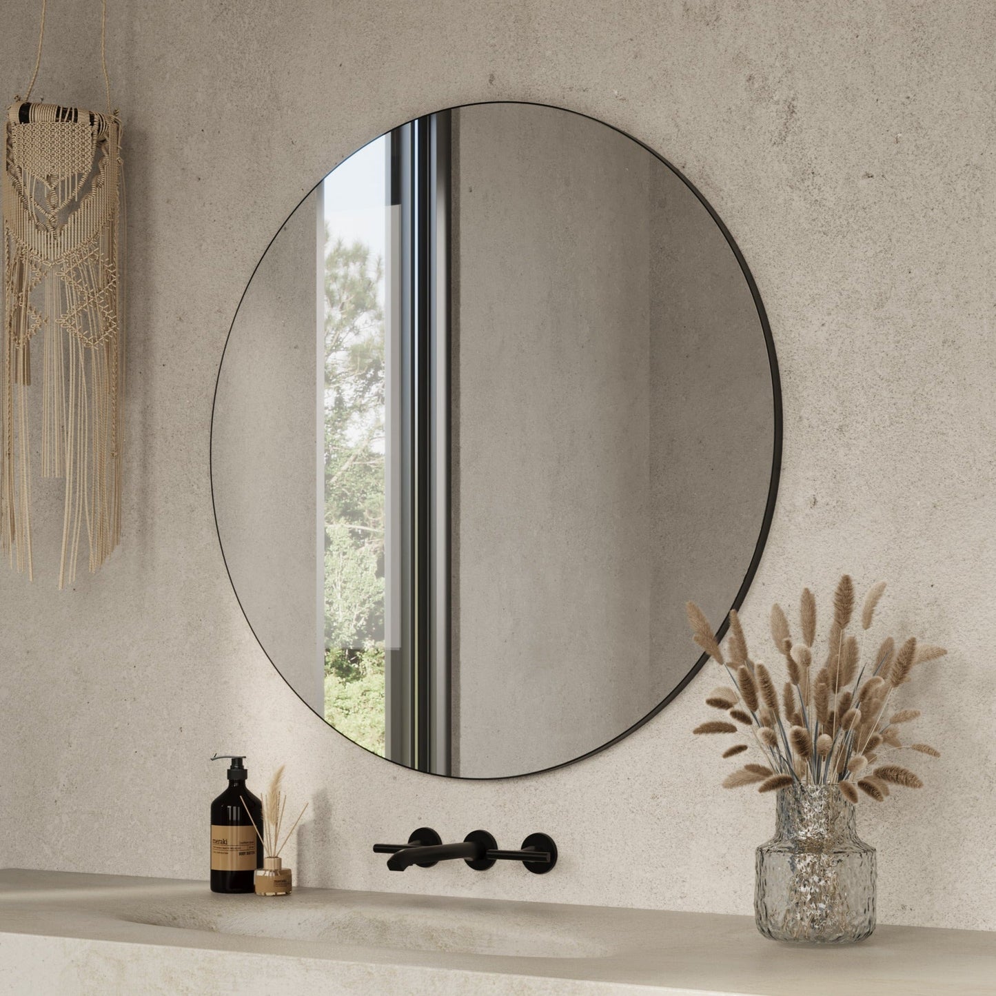 Origins Living Oslo Round Mirror 100cm Matt Black