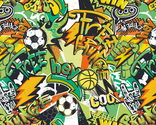 Origin Murals Sports Graffiti Emerald Orange 300cm X 240cm