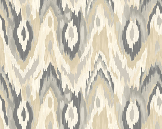 Origin Murals Watercolour Ikat Stone Linen 350cm X 280cm