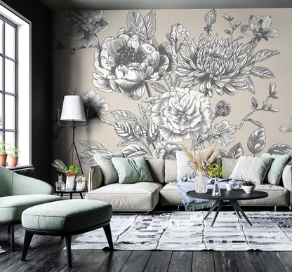 Origin Murals Rose Toile Stone 350cm X 280cm