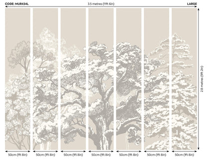 Origin Murals Etched Trees Charcoal Stone 350cm X 280cm