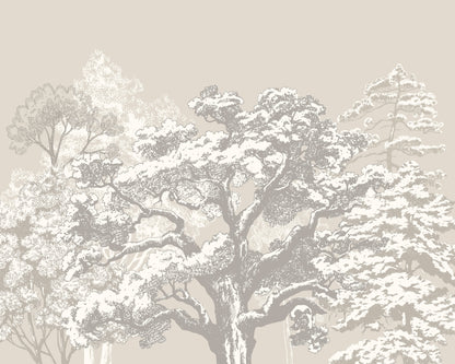Origin Murals Etched Trees Charcoal Stone 300cm X 240cm