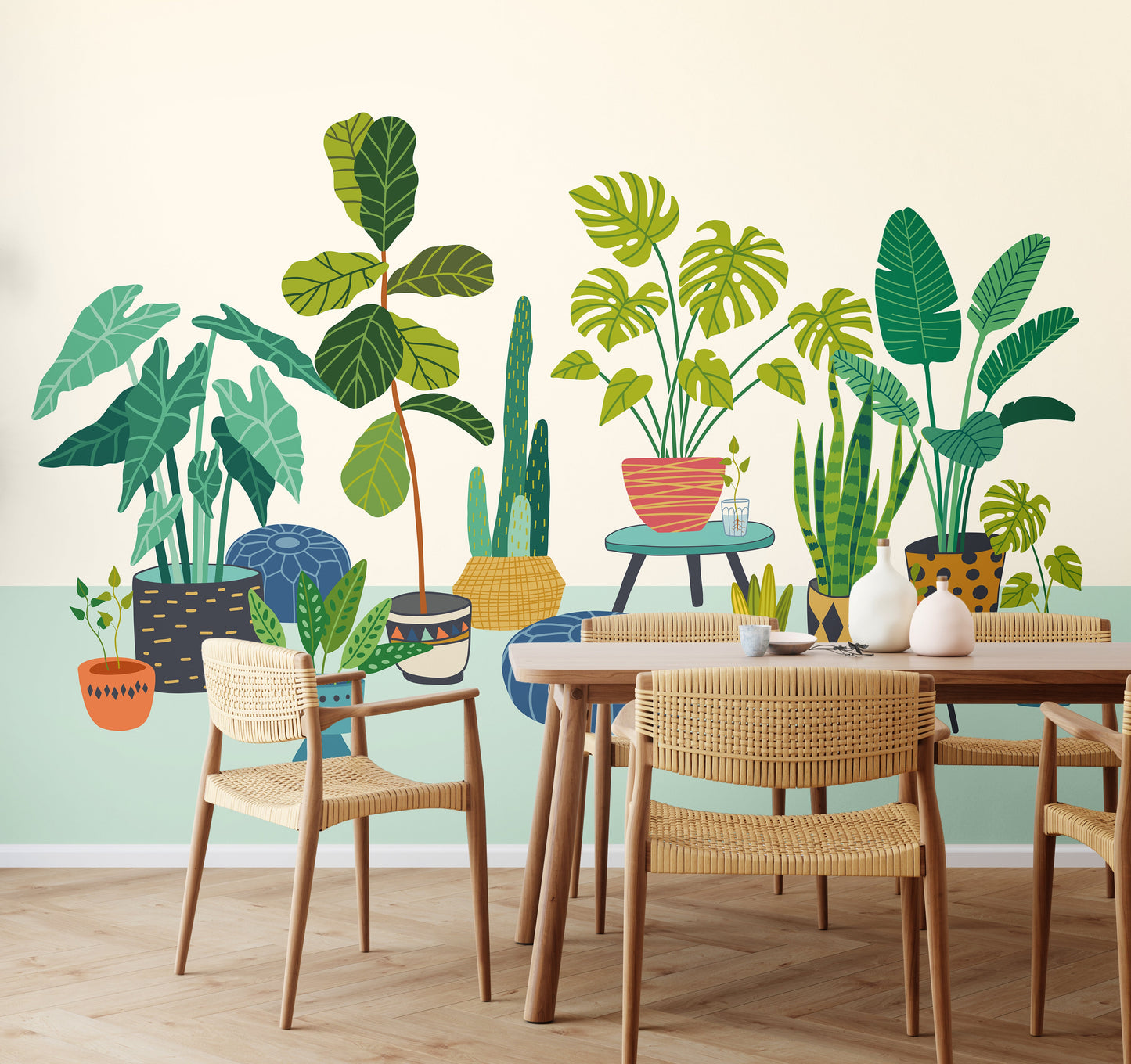 Origin Murals Houseplant Pots Blue 350cm X 280cm
