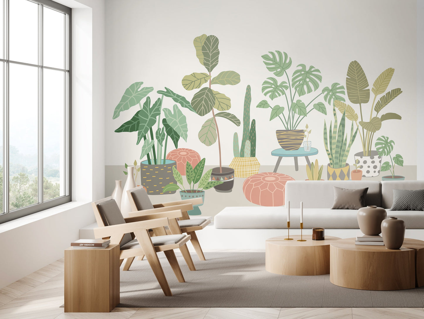 Origin Murals Houseplant Pots Grey 350cm X 280cm