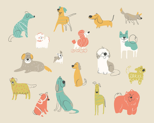 Origin Murals Happy Dogs Citrus Gold 350cm X 280cm
