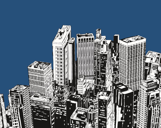 Origin Murals Urban City Skyscrapers Navy Blue 350cm X 280cm