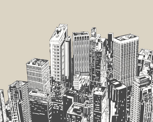 Origin Murals Urban City Skyscrapers Natural 300cm X 240cm