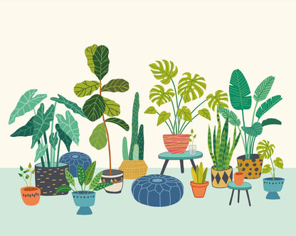 Origin Murals Houseplant Pots Blue 350cm X 280cm