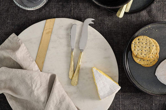 Nkuku Osko Cheese & Butter Knife Set Brushed Gold (Set Of 2)