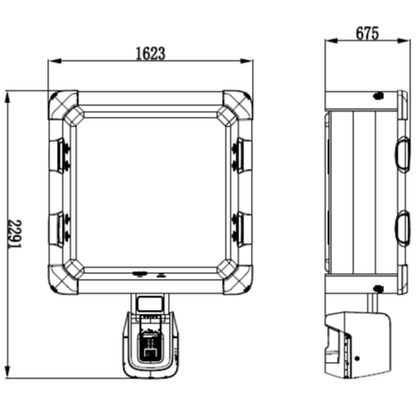 Square grey portable hard frame hot tub with control panel on one side, dimensions labeled 1623mm by 2291mm by 675mm. - Home Interior Shop - MSpa Oslo 4-6 Person Portable Hard Frame Hot Tub - Grey