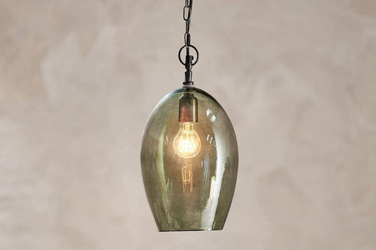 Nkuku Otoro Recycled Glass Pendant Green Large Oval