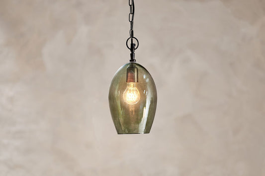 Nkuku Otoro Recycled Glass Pendant Green Small Oval