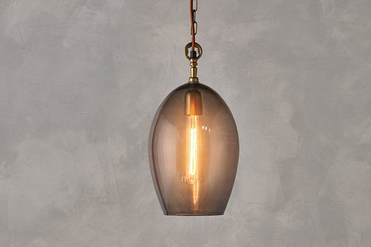 Nkuku Otoro Recycled Glass Pendant Smoke Large Oval