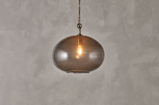 Nkuku Otoro Recycled Glass Pendant Smoke Large Round