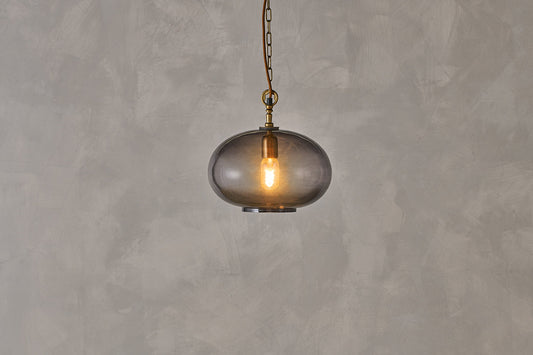 Nkuku Otoro Recycled Glass Pendant Smoke Small Round