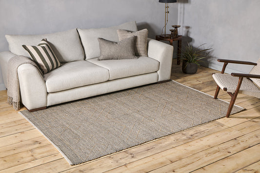 Nkuku Prathal Cotton And Seagrass Rug Natural & Black