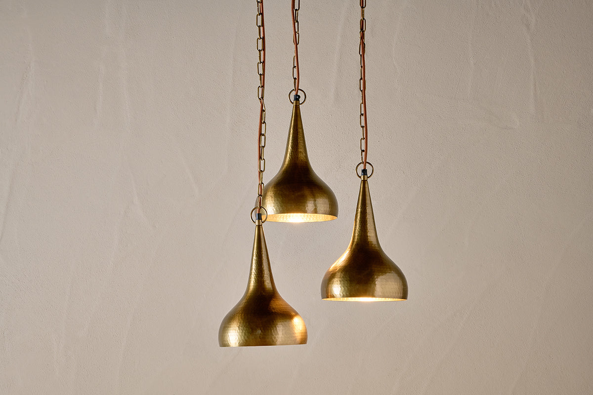 Nkuku Quinn Hammered Metal Cluster Lamp Antique Brass