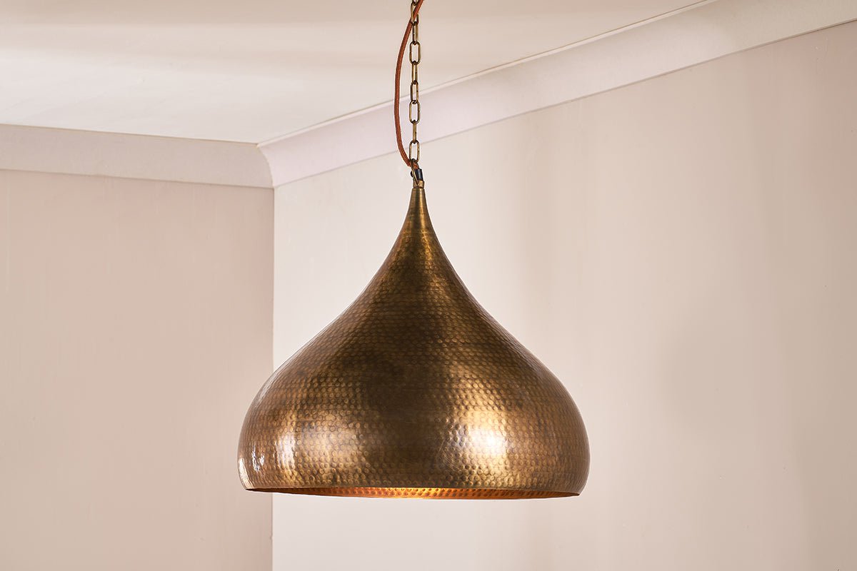 Nkuku Quinn Statement Hammered Metal Pendant Large