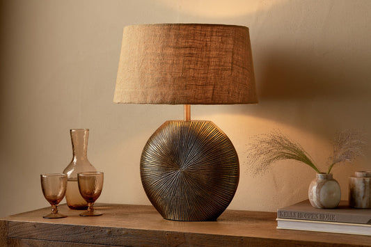 Nkuku Ramvas Etched Table Lamp Antique Brass