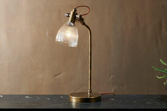 Nkuku Rarni Recycled Glass Table Lamp Antique Brass