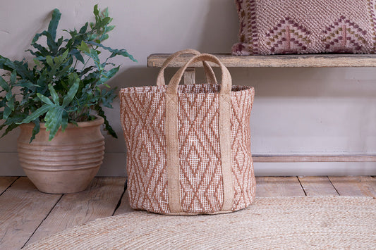 Nkuku Renu Jute Basket Rust & Natural