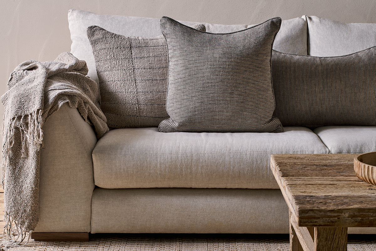 Nkuku Repudi Linen Cushion Cover Soft Grey